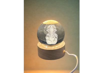 3D Crystal Ganesha LED Night Lamp Crystal Ball Night Lamp,Creative Engraved Crystal Ball Night Light