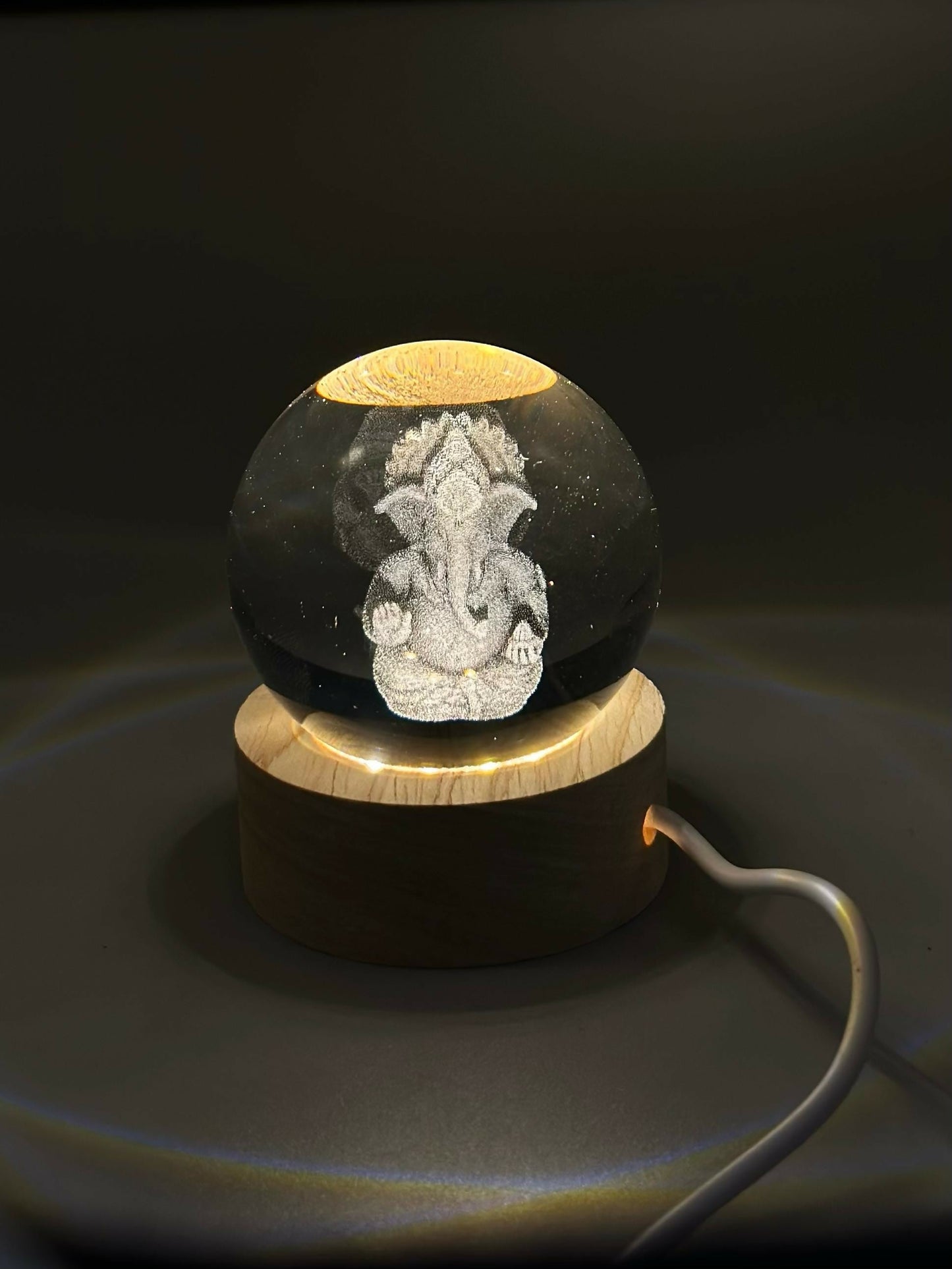 3D Crystal Ganesha LED Night Lamp Crystal Ball Night Lamp,Creative Engraved Crystal Ball Night Light